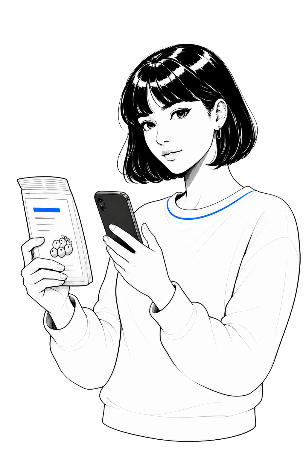 Claire scanning a product with her phone